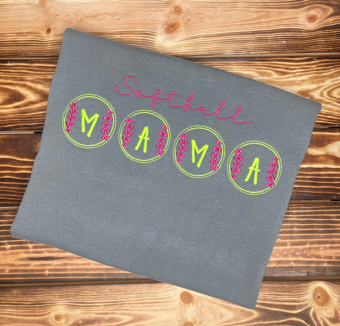 Softball Mama Embroidered T-Shirt