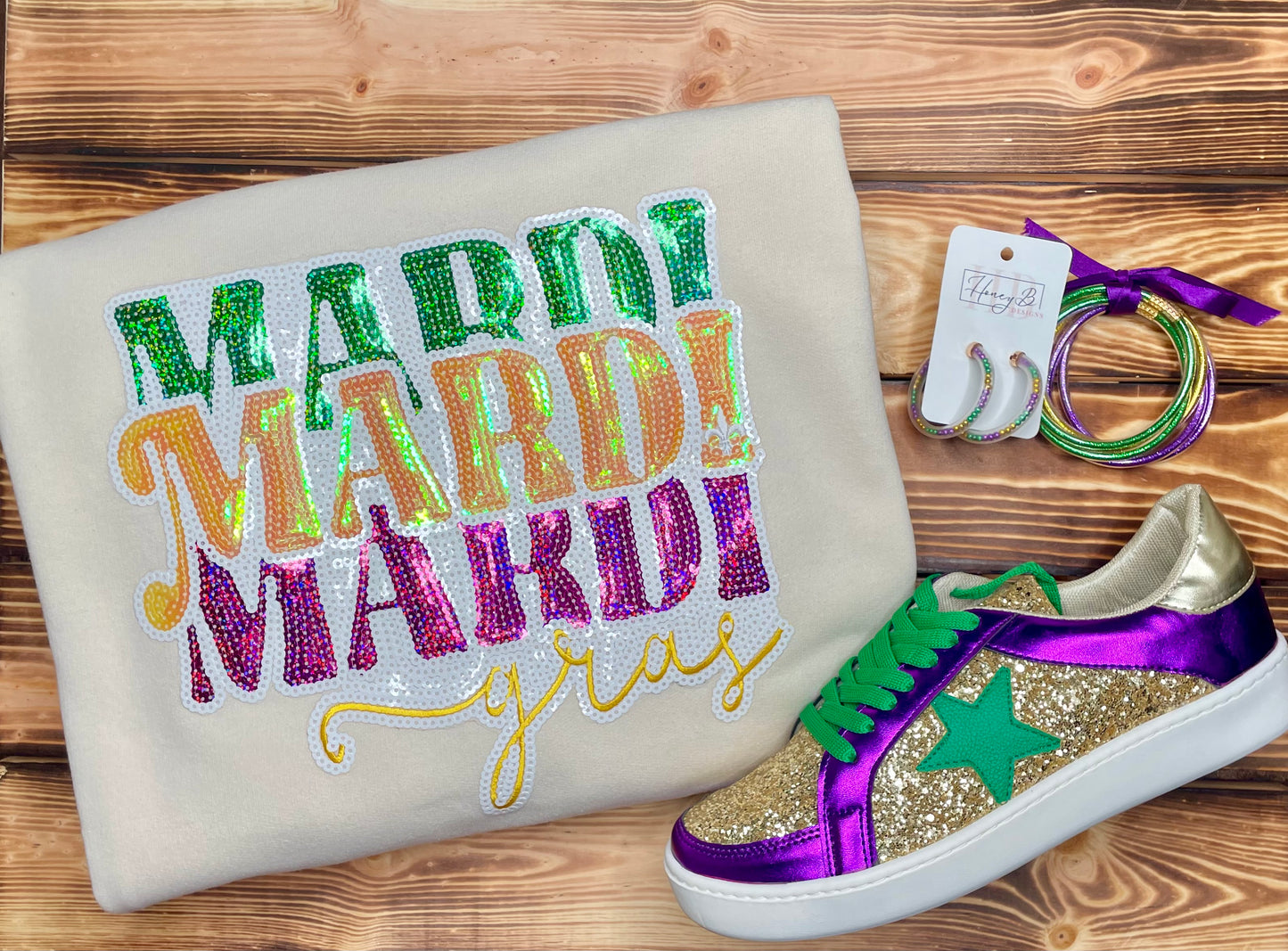 Mardi Gras Sequin Crewneck