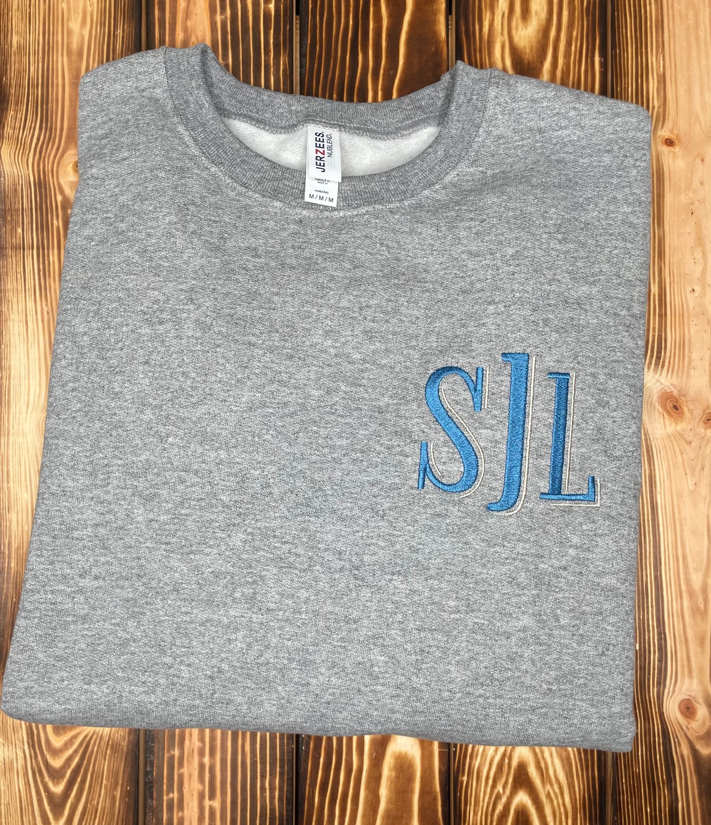 Custom Block Monogram Embroidered Crewneck Sweatshirt