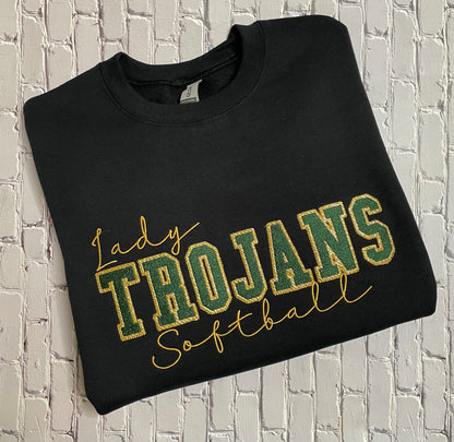 Custom Team Faux Chenille Crewneck Sweatshirt