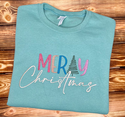 Merry Christmas Embroidered Crewneck Sweatshirt