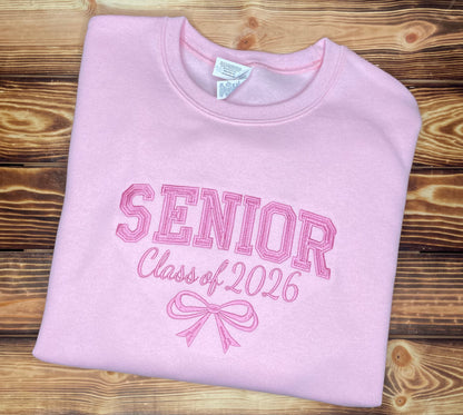 Senior Bow Embroidered Crewneck Sweatshirt