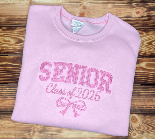 Senior Bow Embroidered Crewneck Sweatshirt