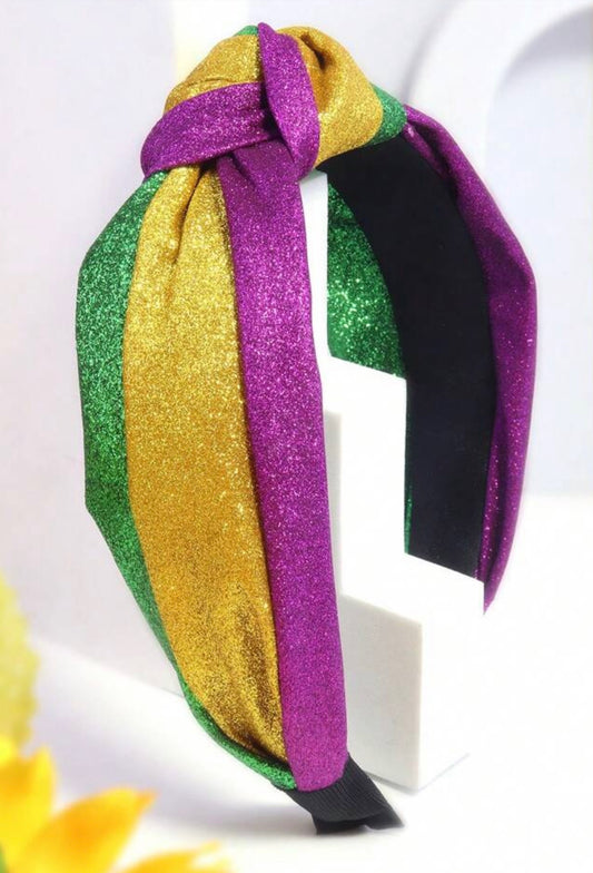 Mardi Gras Glitter Knot Headband