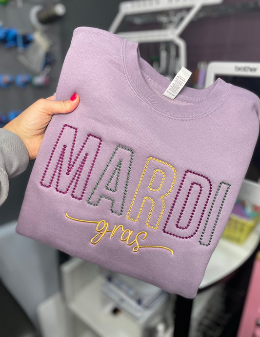 Mardi Gras Embroidered Crewneck Sweatshirt