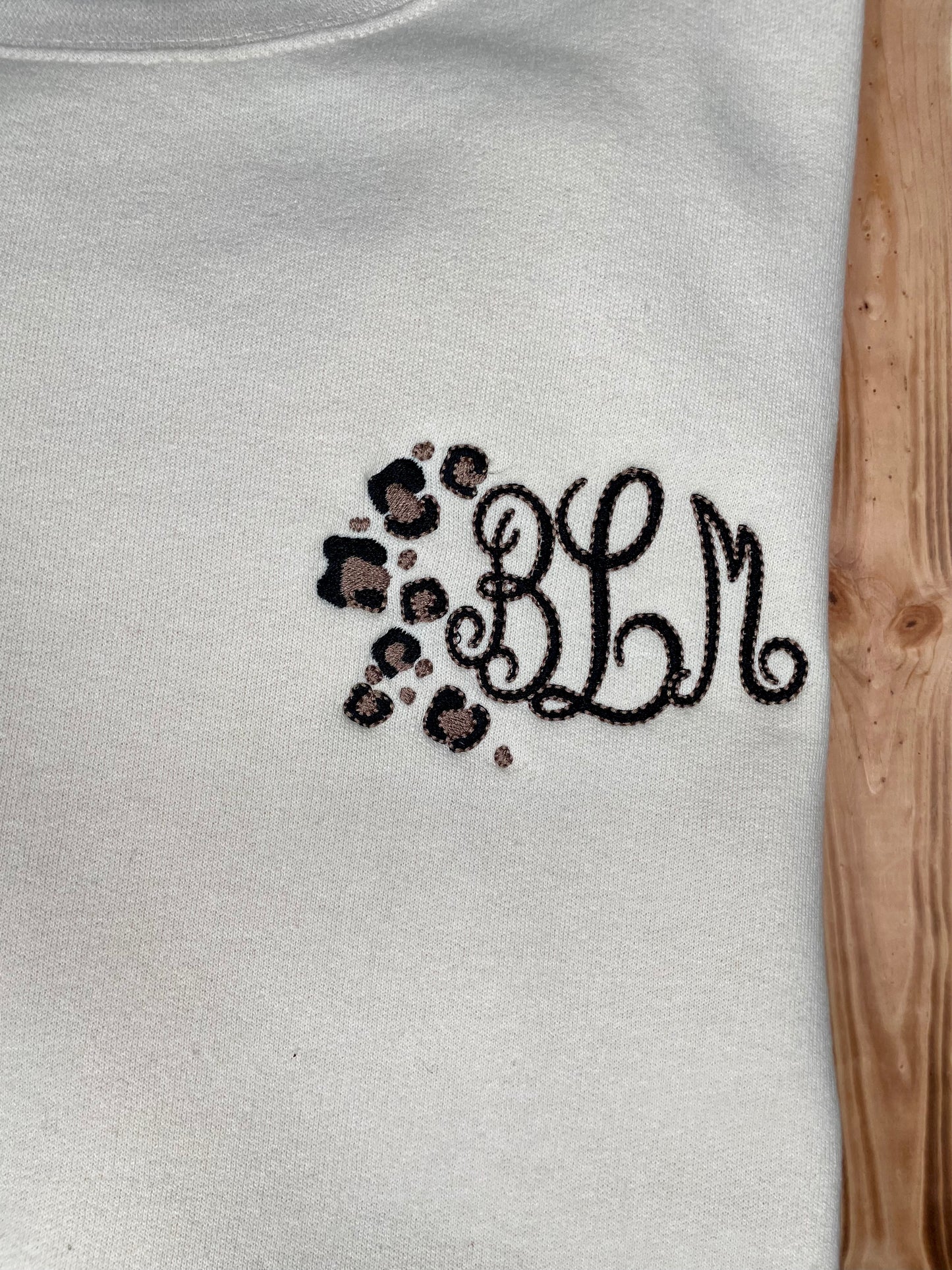 Custom Cheetah Monogram Embroidered Crewneck Sweatshirt