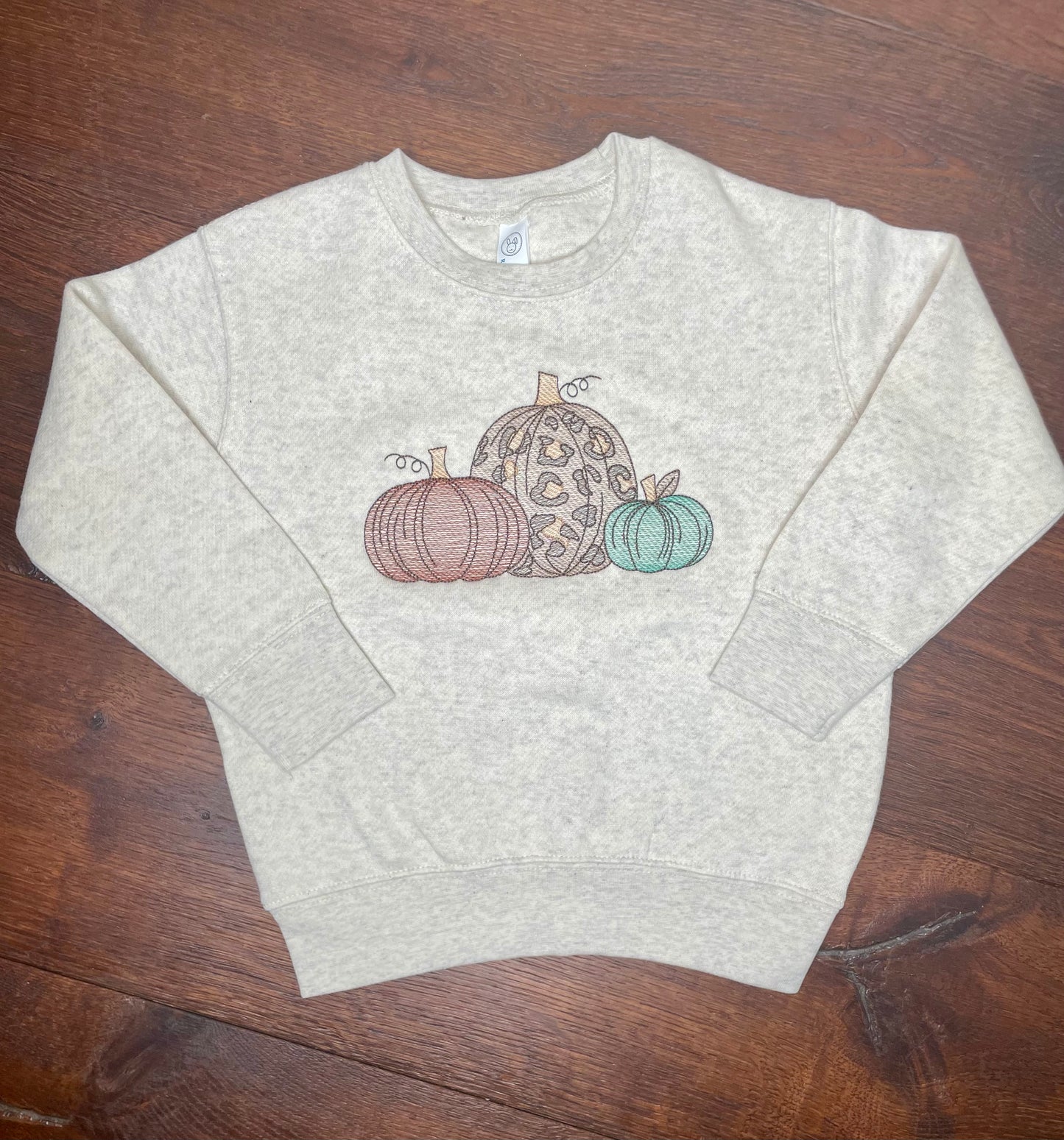 Cheetah Pumpkin Girls Embroidered Crewneck Sweatshirt