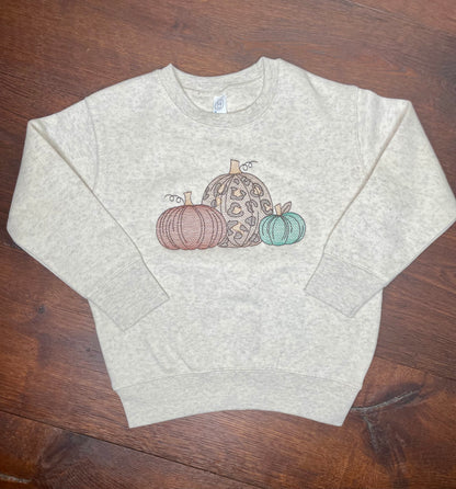 Cheetah Pumpkin Girls Embroidered Crewneck Sweatshirt