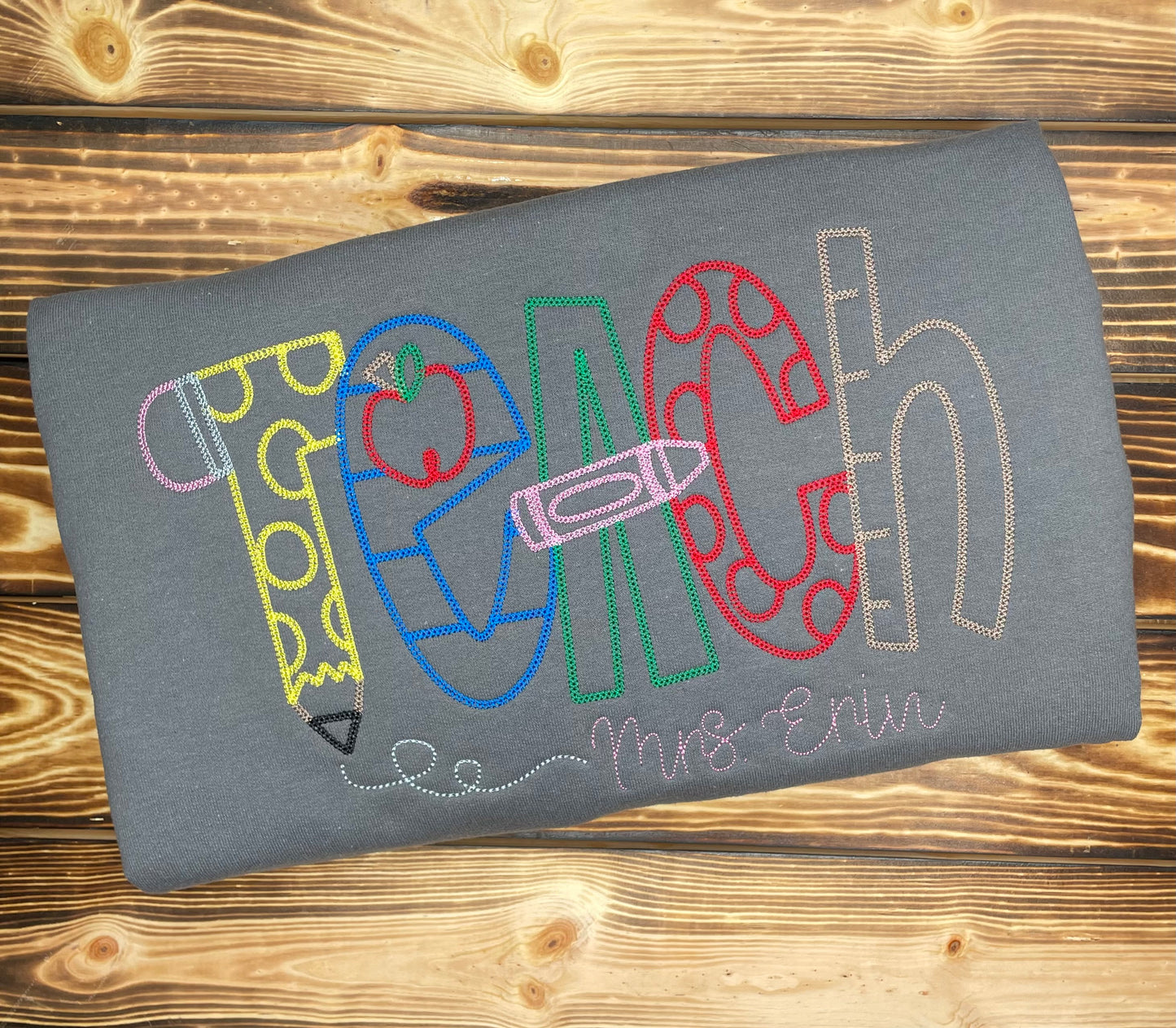 Teach Embroidered Crewneck Sweatshirt