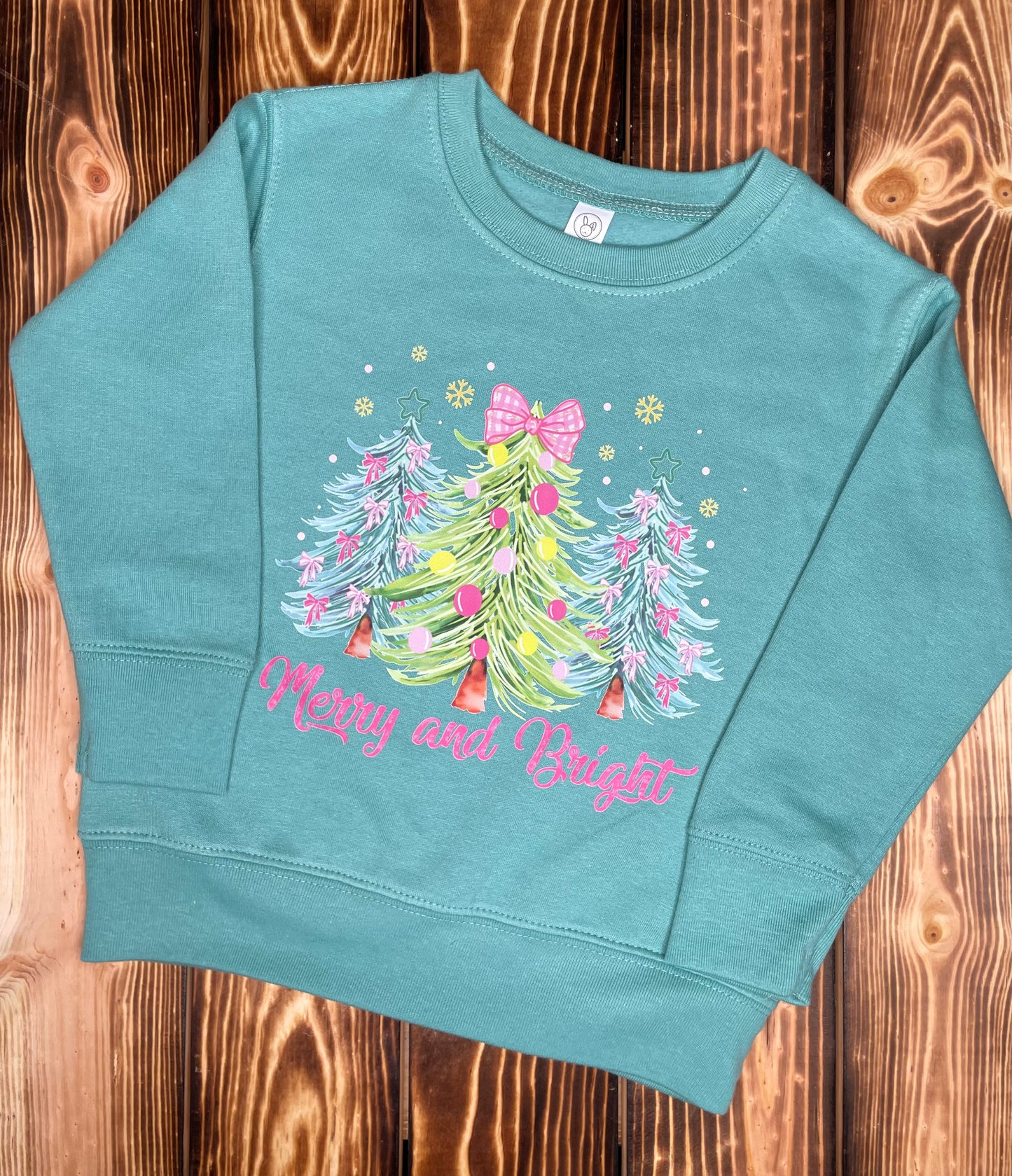 Merry and Bright Girls DTF Crewneck Sweatshirt