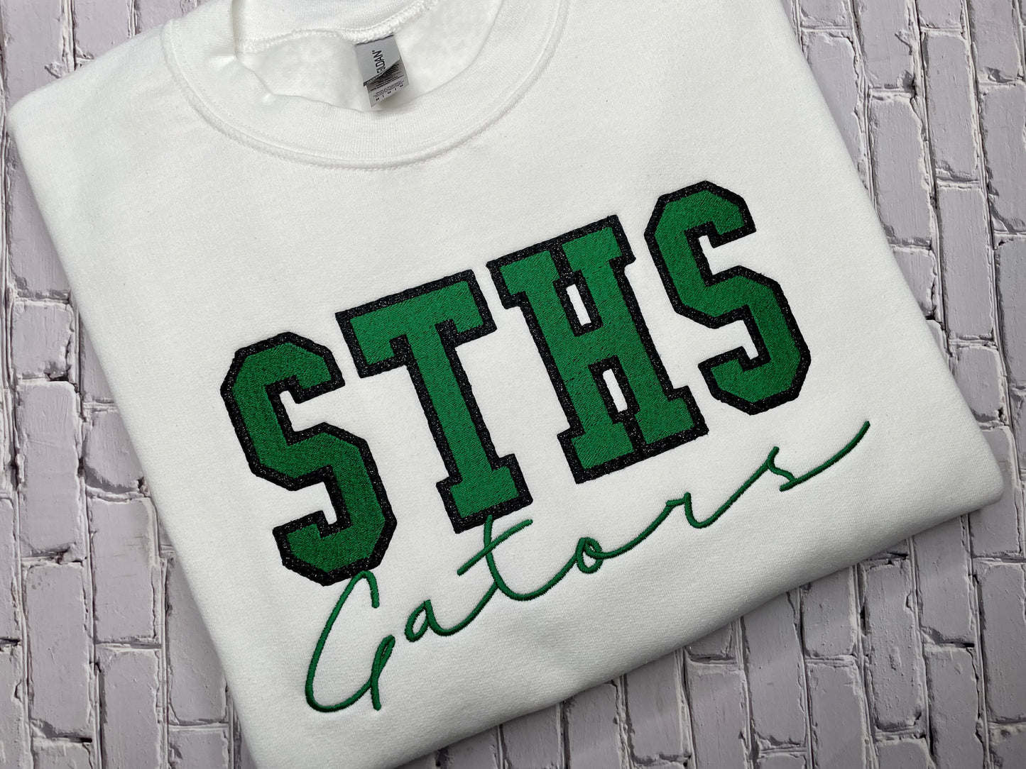 Custom School Faux Chenille Crewneck Sweatshirt