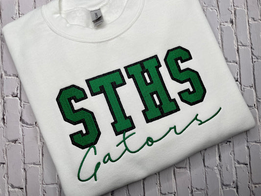 Custom School Faux Chenille Crewneck Sweatshirt