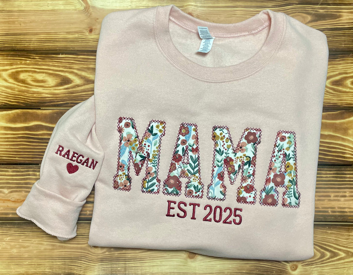 Custom MAMA Embroidered Crewneck Sweatshirt