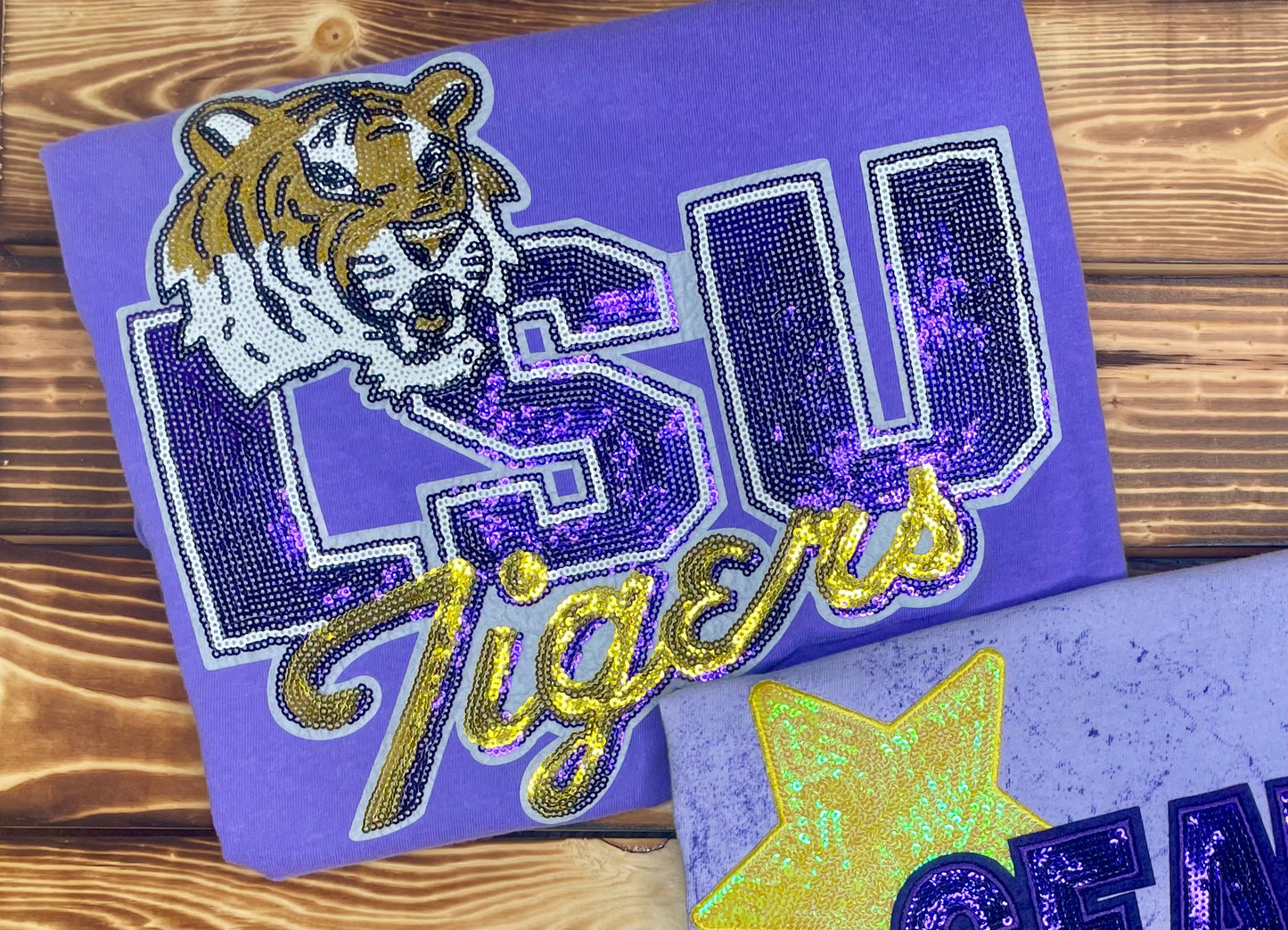 Purple and Gold Sequin Patch T-Shirt