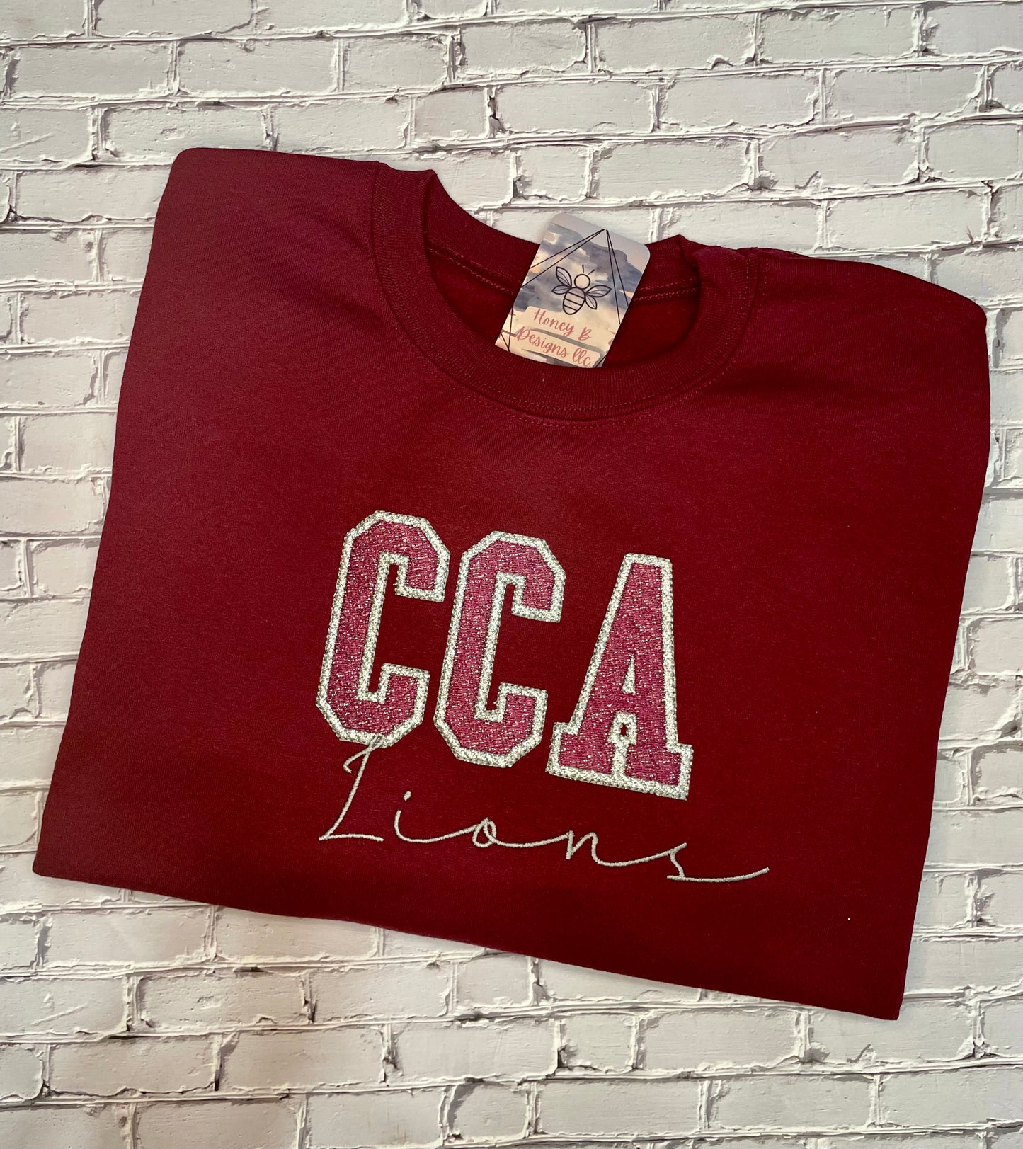 Custom School Faux Chenille Crewneck Sweatshirt