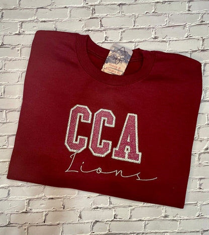 Custom School Faux Chenille Crewneck Sweatshirt