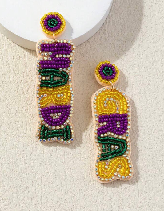 Mardi Gras Rhinestone Earrings