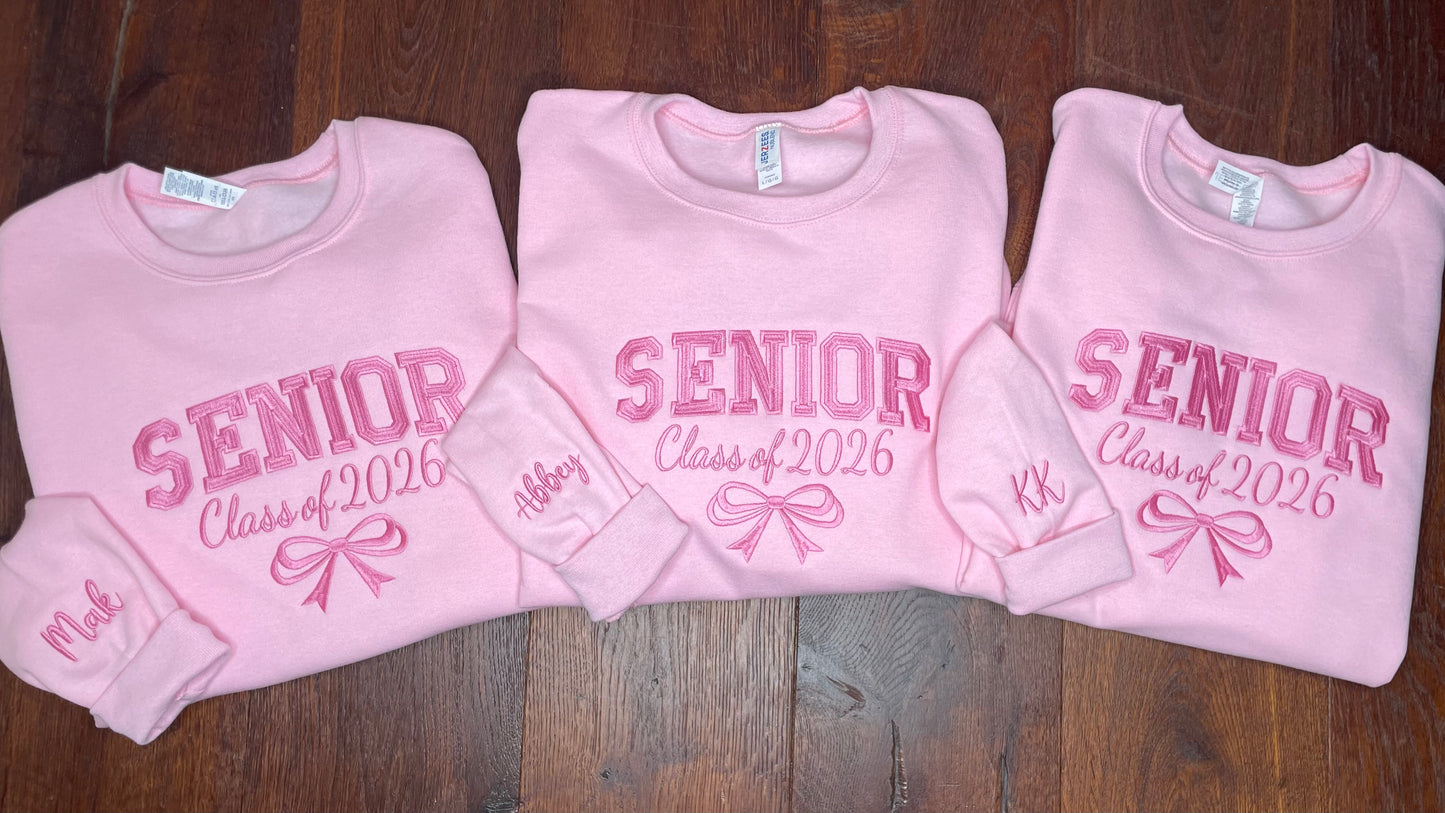 Senior Bow Embroidered Crewneck Sweatshirt