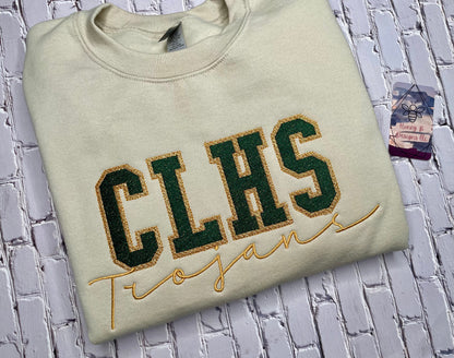 Custom School Faux Chenille Crewneck Sweatshirt