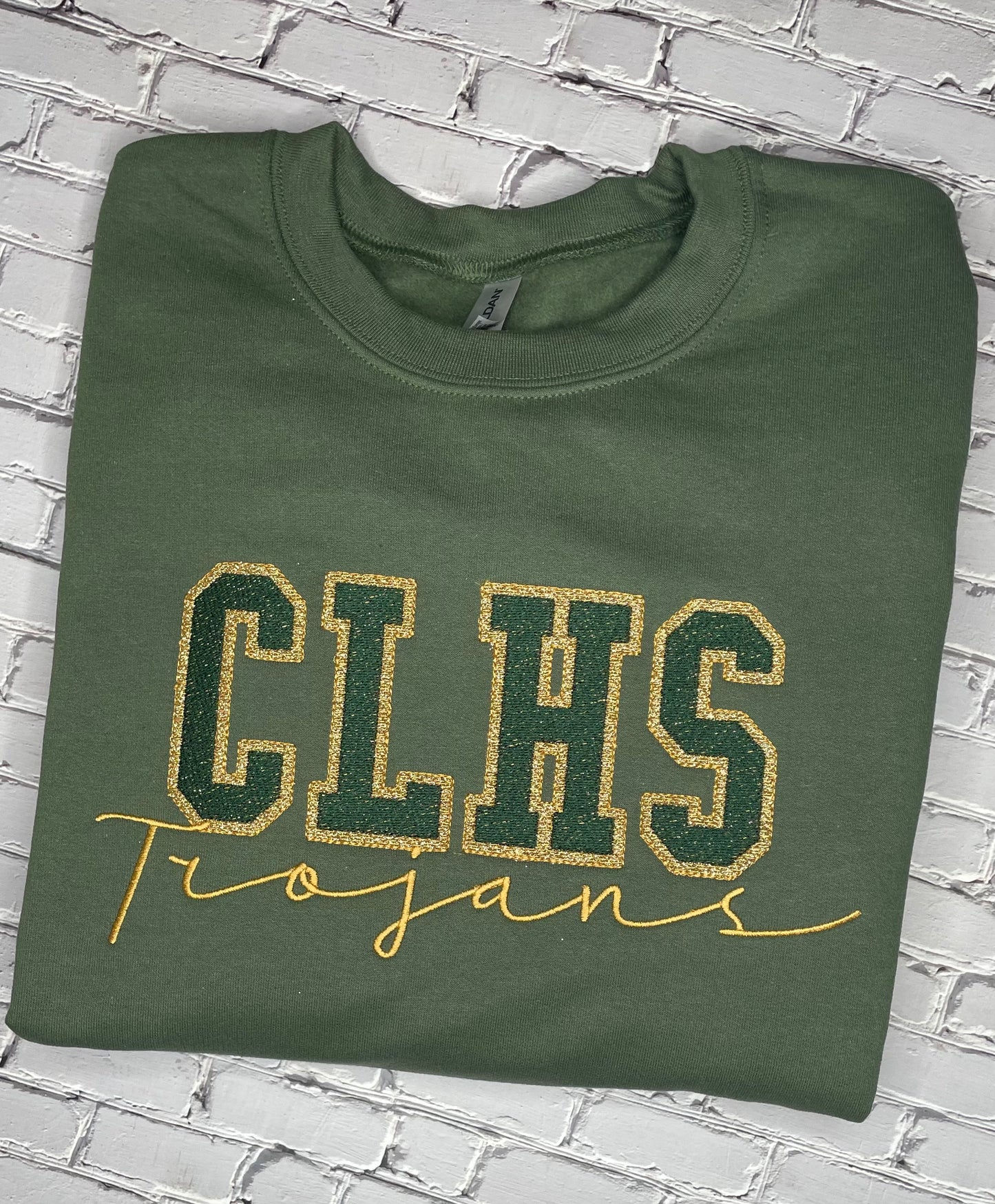 Custom School Faux Chenille Crewneck Sweatshirt