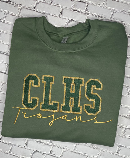 Custom School Faux Chenille Crewneck Sweatshirt