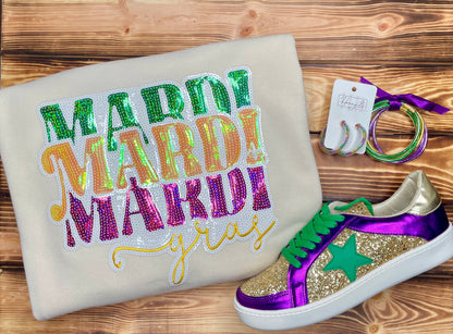Mardi Gras Sequin Crewneck