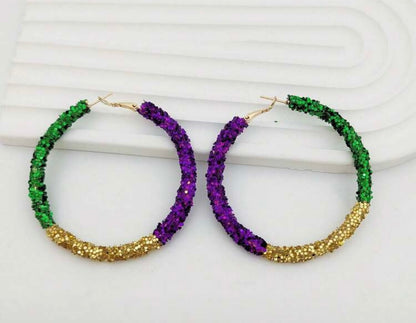 Mardi Gras Hoop Earrings