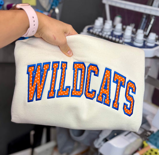 Custom Varsity Polka Dot Lettering Crewneck Sweatshirt