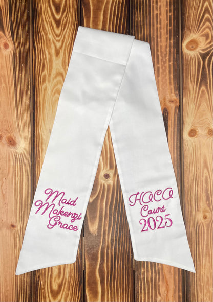 Homecoming/Prom Dance Embroidered Bouquet Sash