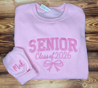 Senior Bow Embroidered Crewneck Sweatshirt