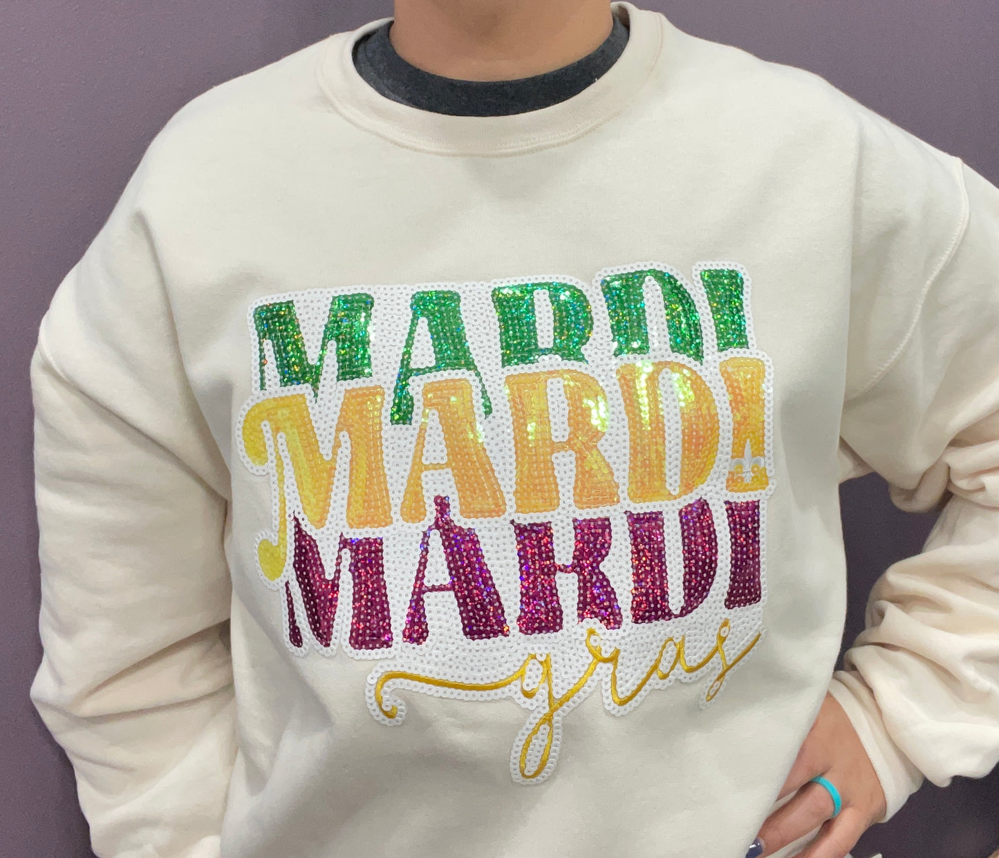 Mardi Gras Sequin Crewneck