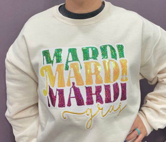 Mardi Gras Sequin Crewneck