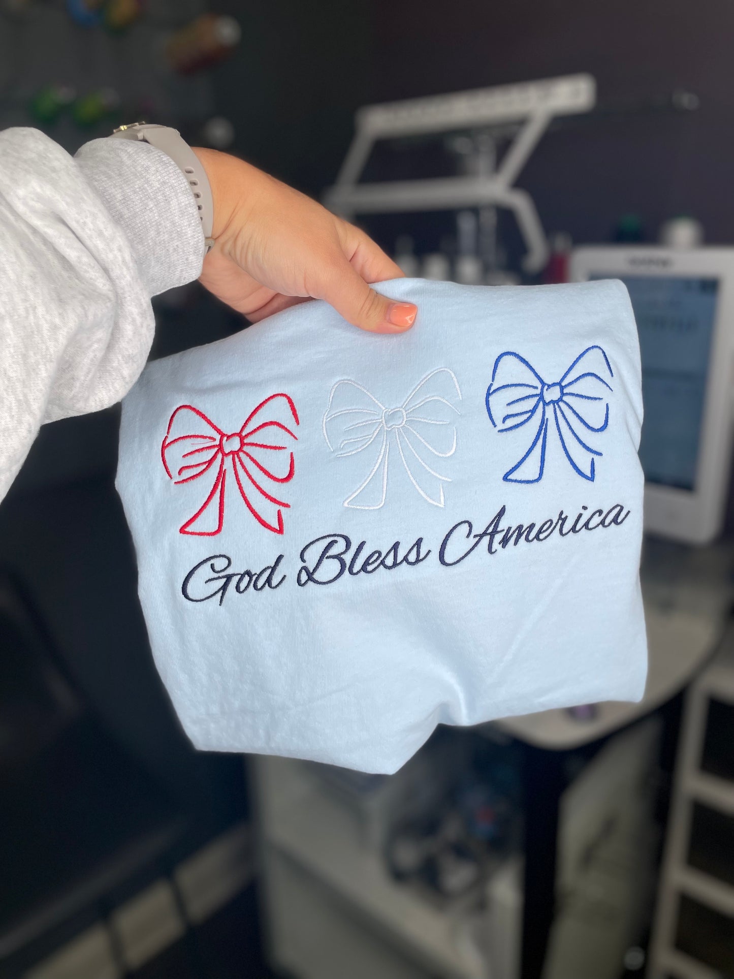 God Bless America Embroidered T-Shirt