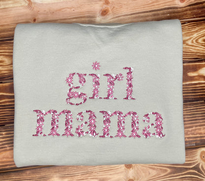 Girl MAMA Floral Letters Embroidered Crewneck Sweatshirt