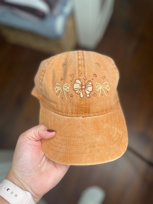 Fall Bows Embroidered Hat