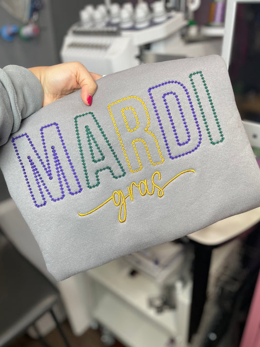 Mardi Gras Embroidered Crewneck Sweatshirt