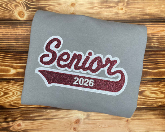 Senior Glitter Embroidered Crewneck Sweatshirt