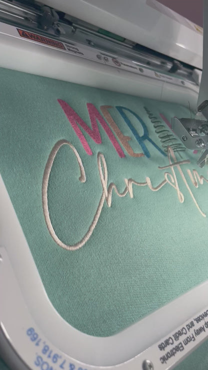 Merry Christmas Embroidered Crewneck Sweatshirt